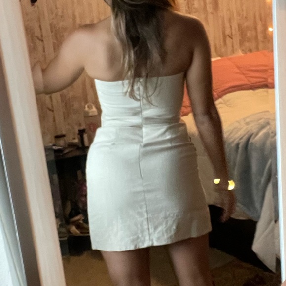 Nude strapless mini dress bodycon - Picture 2 of 5